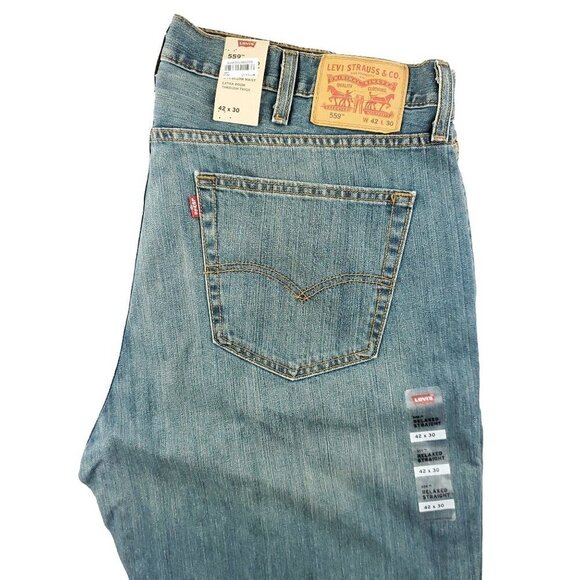 Levi's 559 Relaxed Straight Jeans 100% Cotton Medium Wash Men's 42x30 NWT - Picture 10 of 11